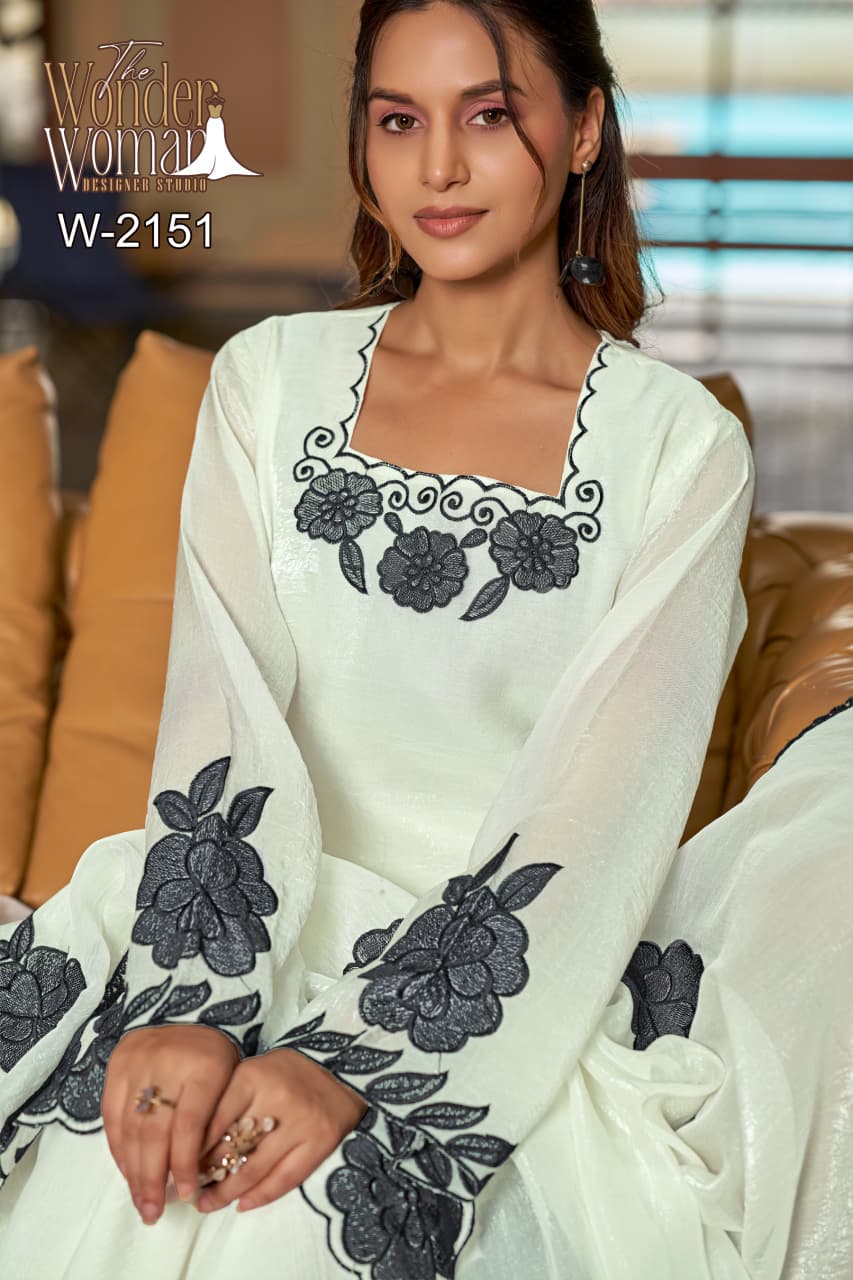 W 2151 The Wonder Woman Crunchy Readymade Plazzo Style Suits Wholesaler Gujarat