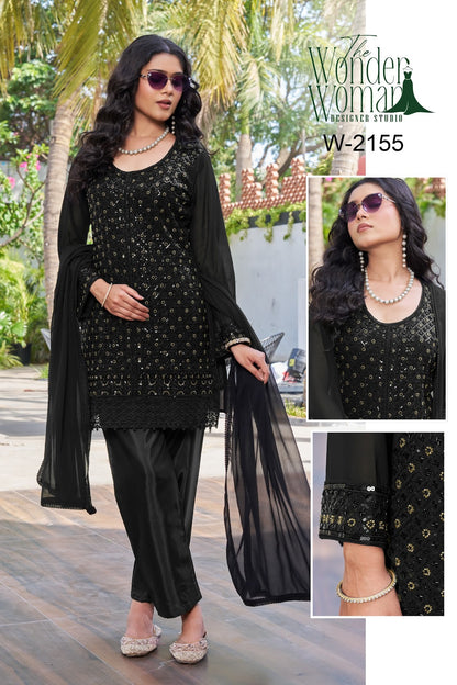 W 2155 The Wonder Woman Fox Georgette Readymade Pant Style Suits Exporter Gujarat