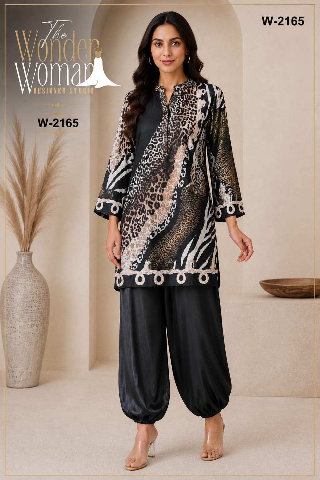 W 2165 The Wonder Woman Satin Kurti Bottom Set Supplier