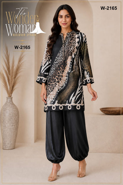 W 2165 The Wonder Woman Satin Kurti Bottom Set Supplier