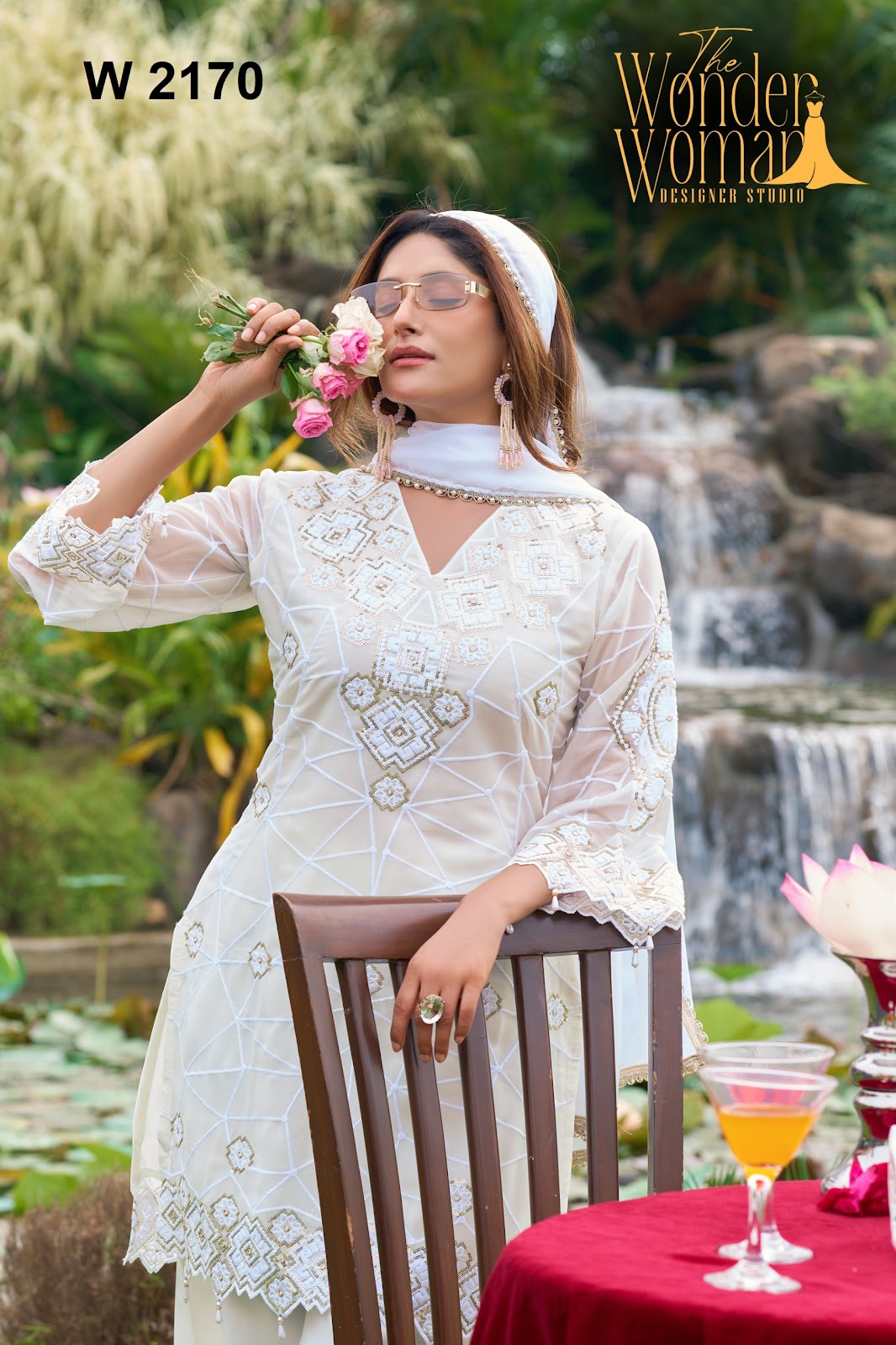 W 2170 The Wonder Woman Georgette Readymade Plazzo Style Suits Manufacturer Ahmedabad