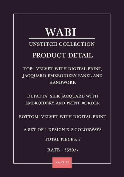 Wabi Naariti Velvet Suits Supplier India