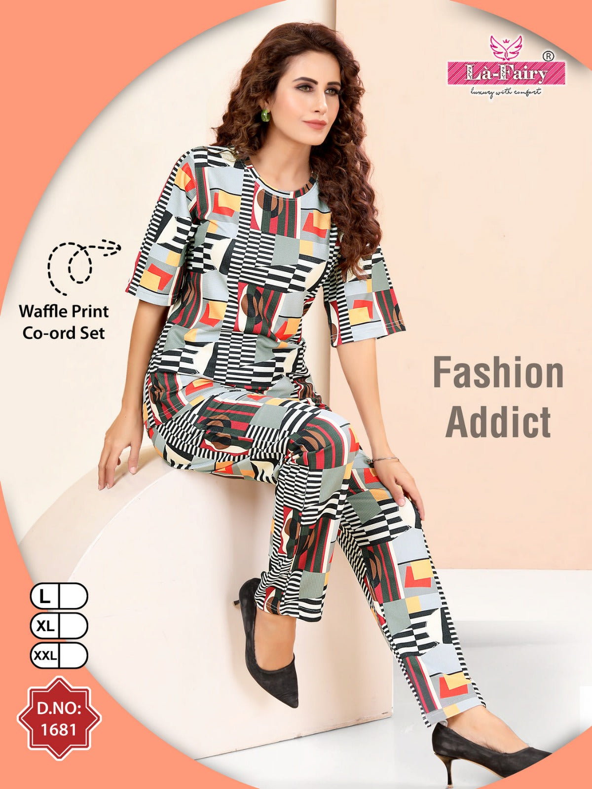 Waffle Print Design 1681 La Fairy Imported Co Ord Set Wholesaler Gujarat