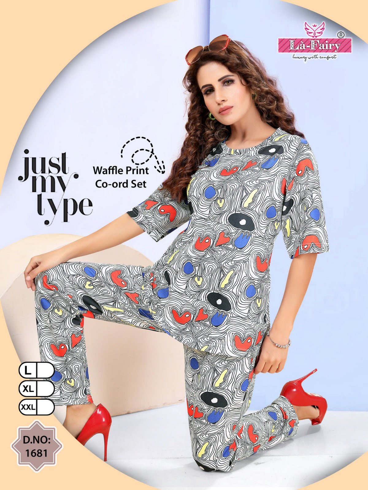 Waffle Print Design 1681 La Fairy Imported Co Ord Set Wholesaler Gujarat