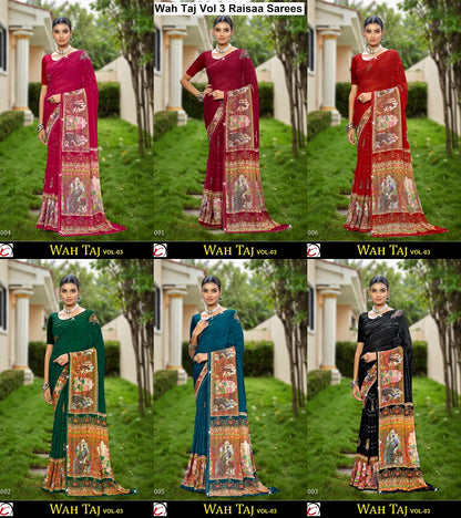Wah Taj Vol 3 Raisaa Weightless Sarees Exporter