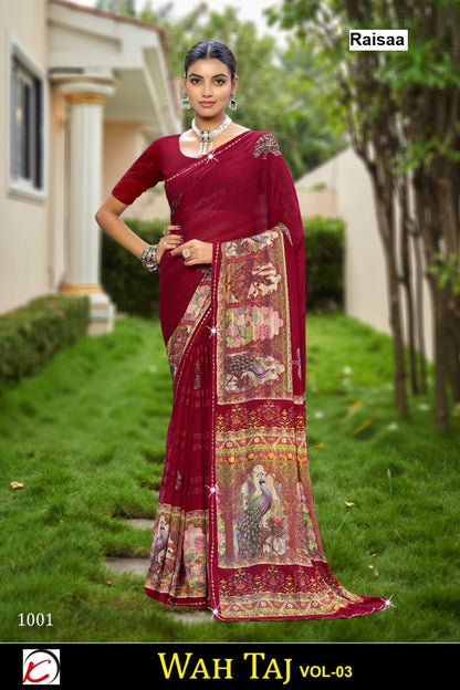 Wah Taj Vol 3 Raisaa Weightless Sarees Exporter