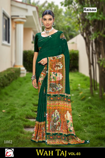 Wah Taj Vol 3 Raisaa Weightless Sarees Exporter