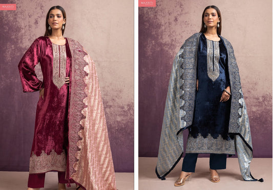 Wahdeez Naariti Velvet Suits Wholesale