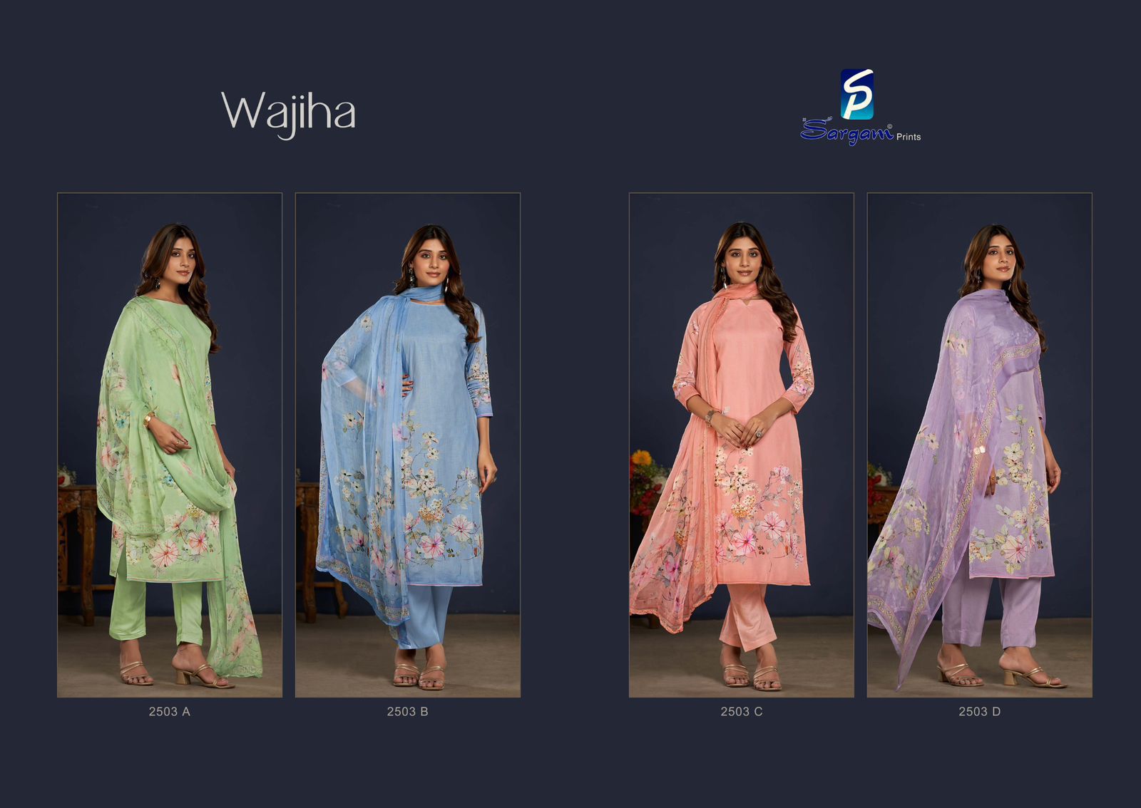 Wajiha 2503 Sargam Prints Cambric Pant Style Suits Wholesale Price