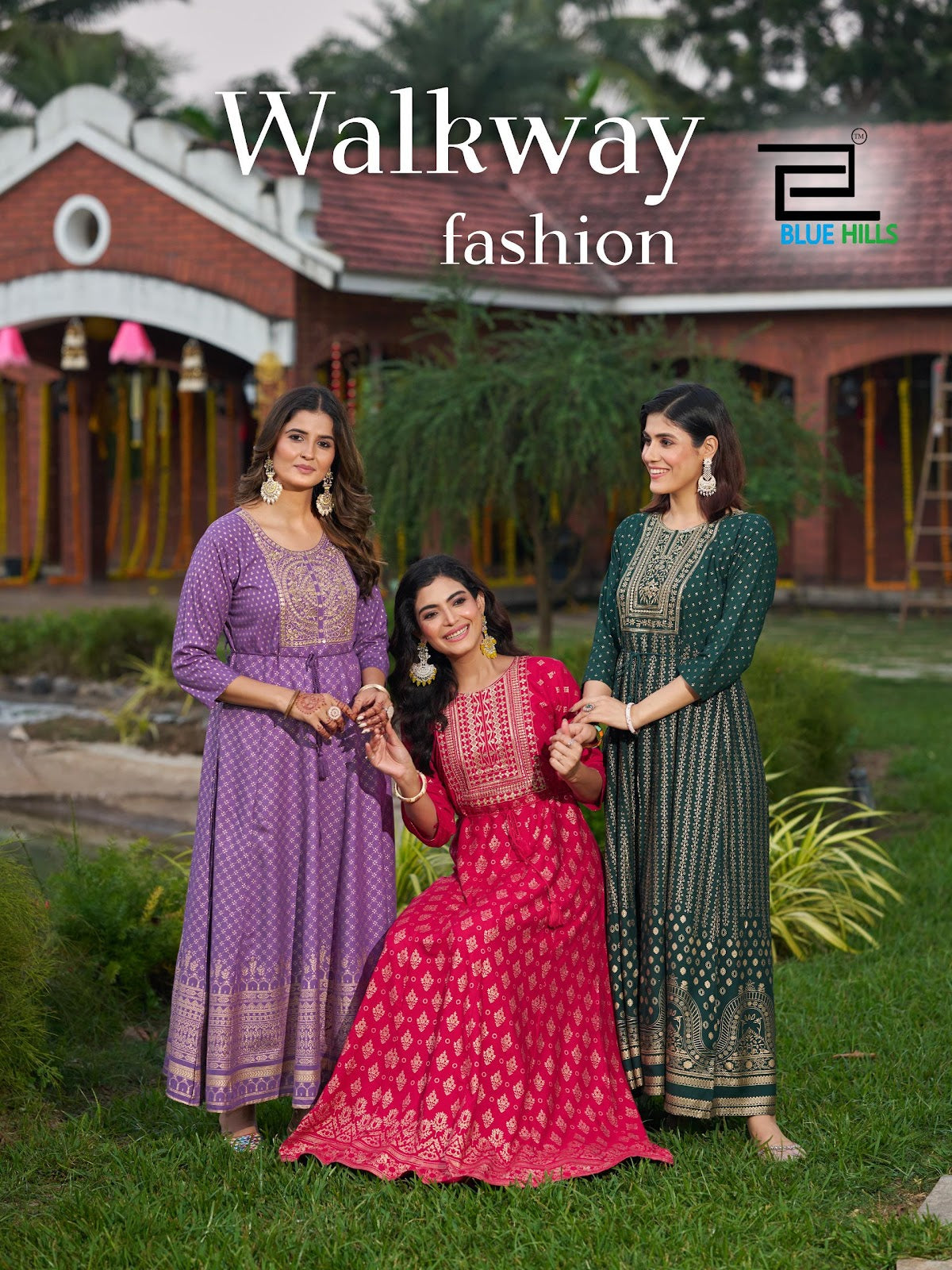 Walkway Fashion Blue Hills Rayon 14Kg Anarkali Kurtis Supplier Gujarat