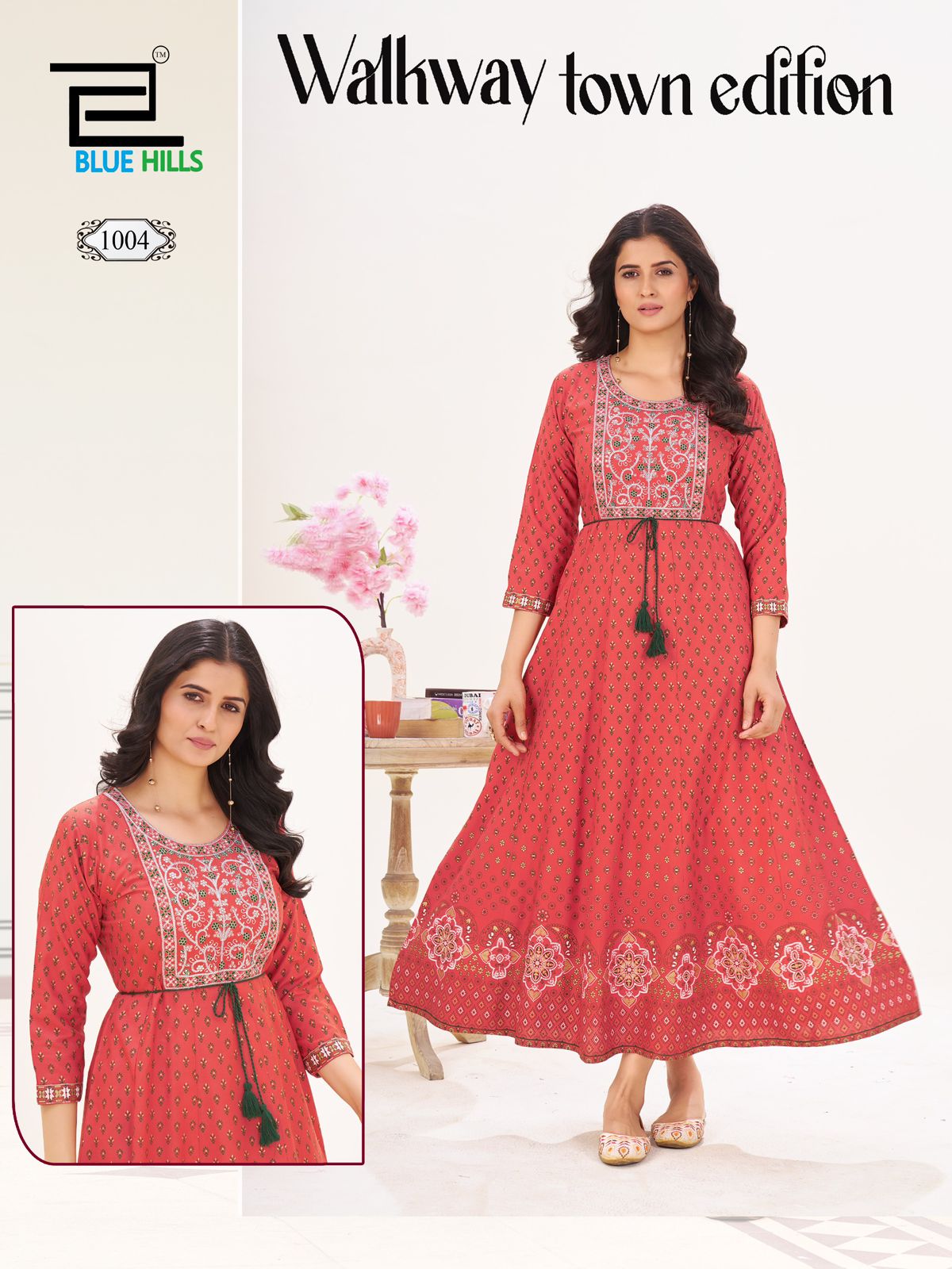 Walkway Town Edition Blue Hills Rayon 14Kg Anarkali Kurtis Supplier India