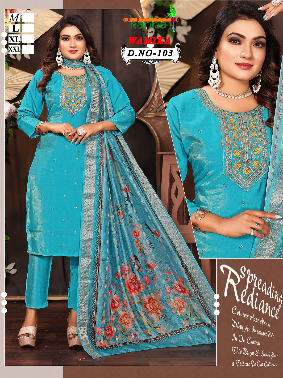 Wamika 290425 Kanha Roman Simmer Readymade Pant Style Suits Wholesale Price