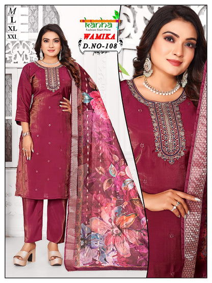Wamika Kanha Roman Simmer Readymade Pant Style Suits Wholesale Rate