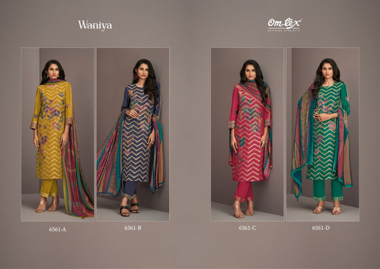 Waniya 6561 Omtex Muslin Jacquard Pant Style Suits Wholesaler India