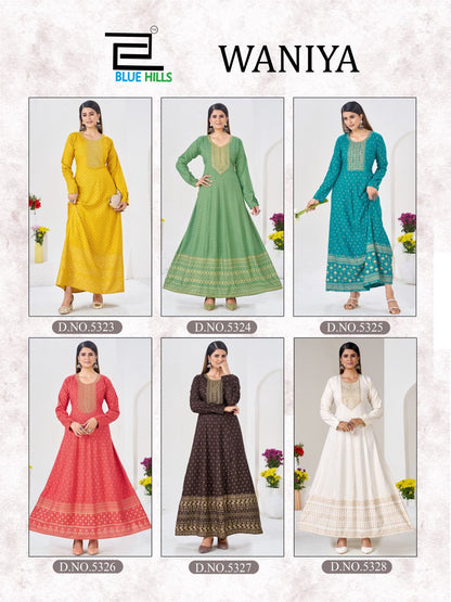 Waniya Blue Hills Rayon Anarkali Kurtis Supplier India