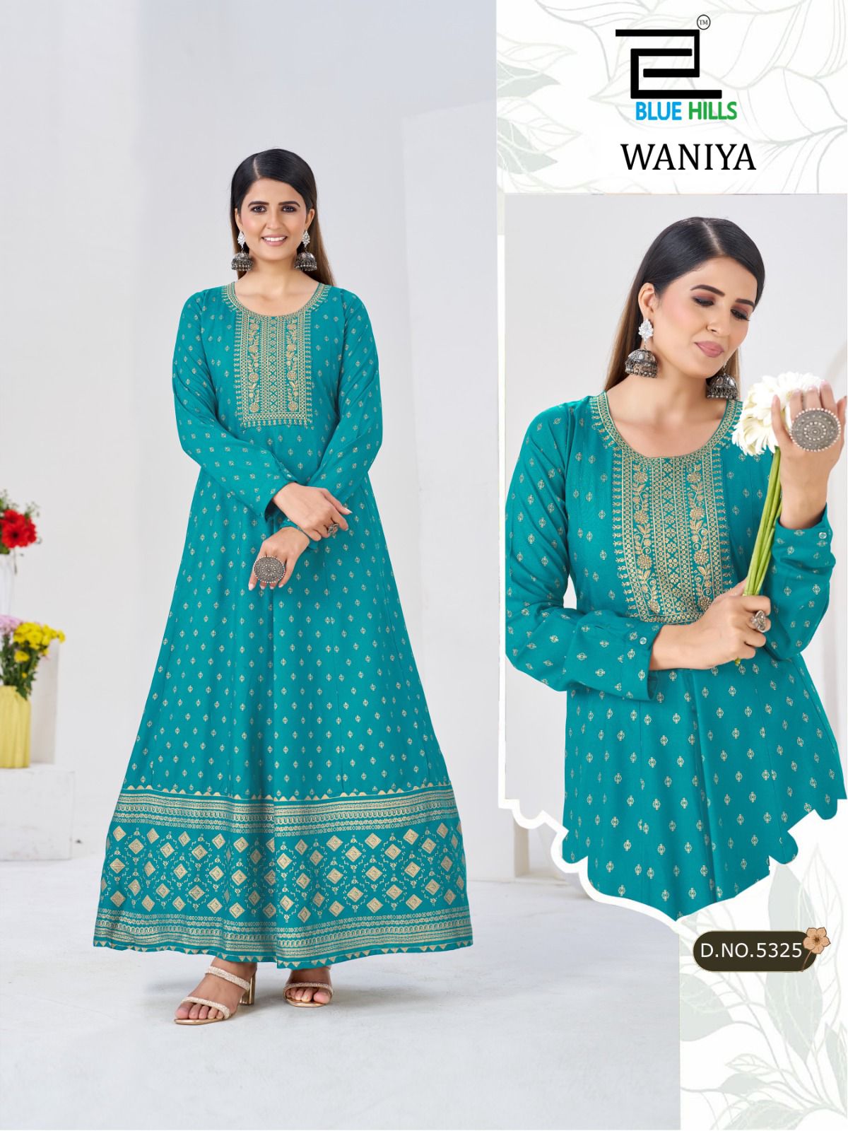 Waniya Blue Hills Rayon Anarkali Kurtis Supplier India