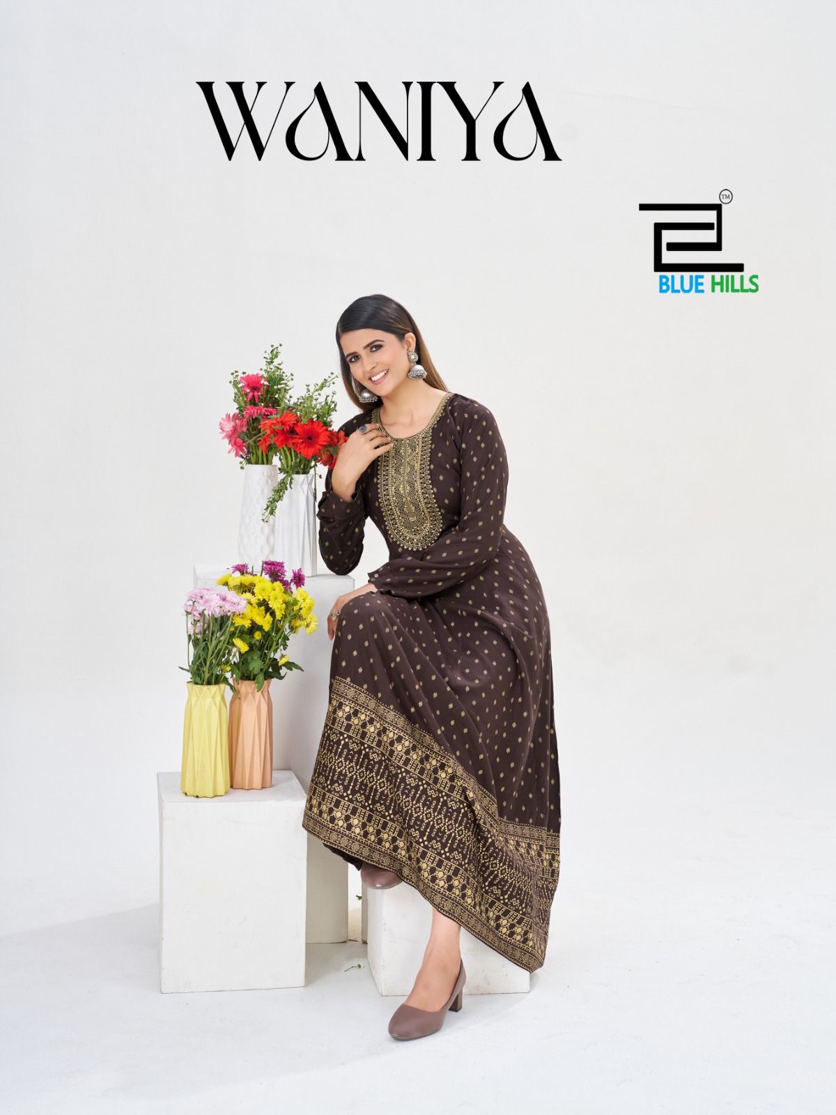 Waniya Blue Hills Rayon Anarkali Kurtis Supplier India