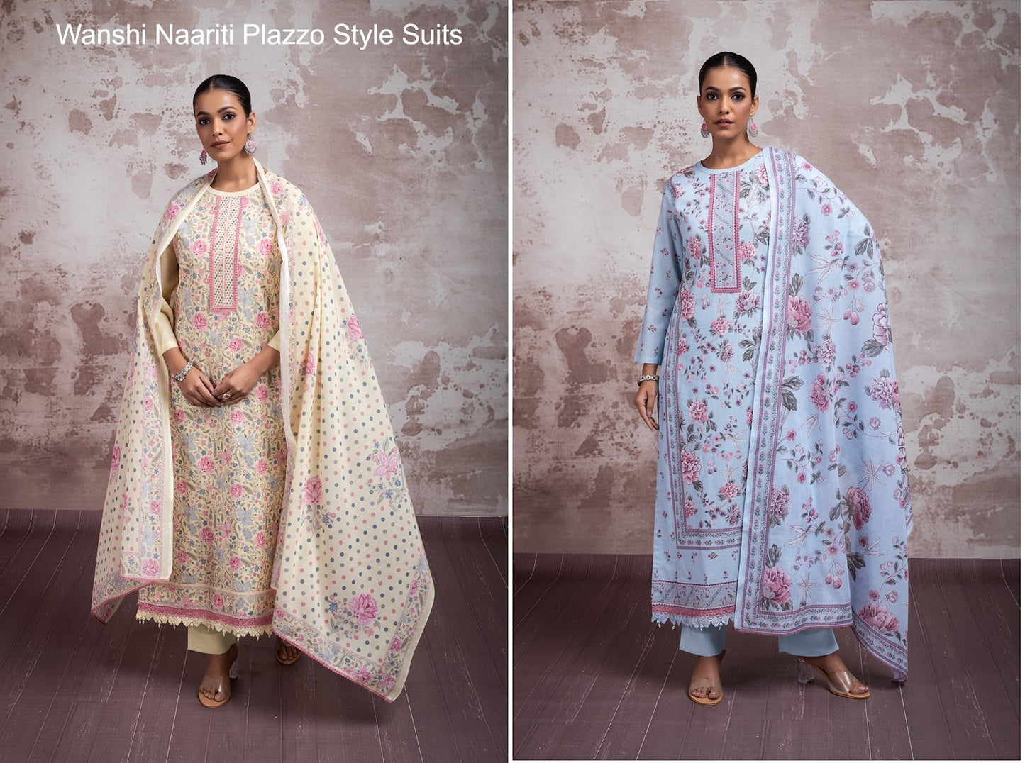 Wanshi Naariti Cotton Lawn Plazzo Style Suits Wholesale