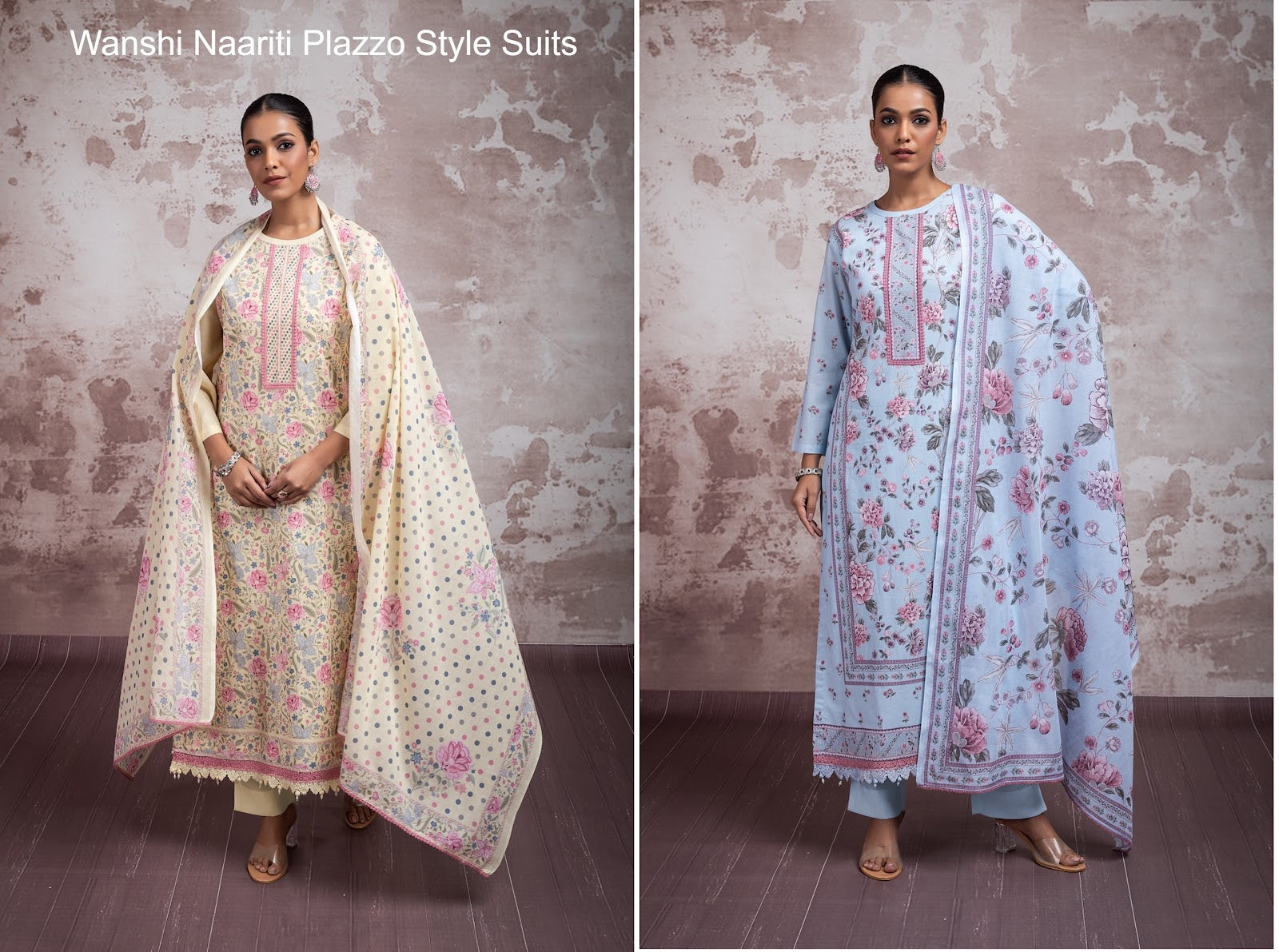 Wanshi Naariti Cotton Lawn Plazzo Style Suits Wholesale