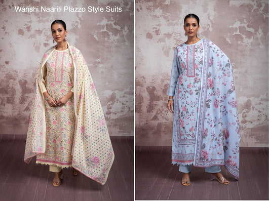 Wanshi Naariti Cotton Lawn Plazzo Style Suits Wholesale