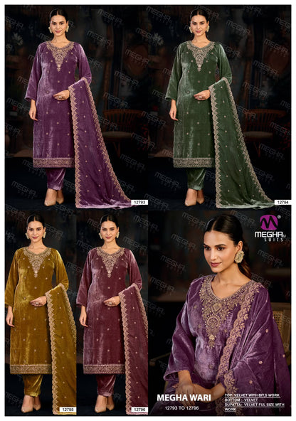 Wari Megha Velvet Suits Wholesaler