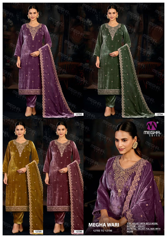 Wari Megha Velvet Suits Wholesaler