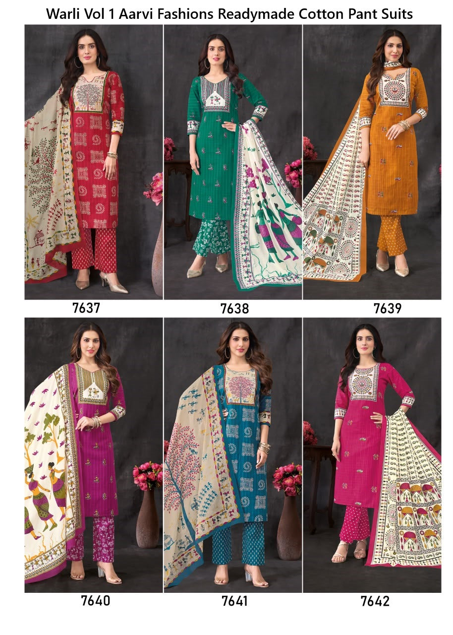 Warli Vol 1 Aarvi Fashions Readymade Cotton Pant Suits Supplier India