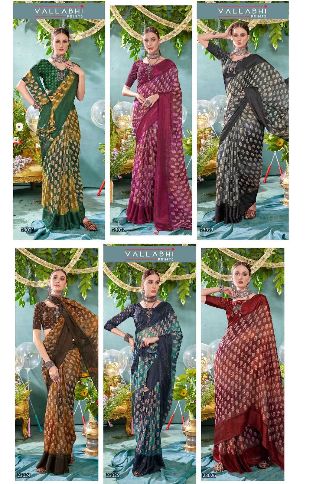 Waterfall Vol 11 Vallabhi Prints Chiffon Sarees Wholesale Price
