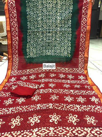 Wax Batik Balajit Cotton Sarees Manufacturer Gujarat