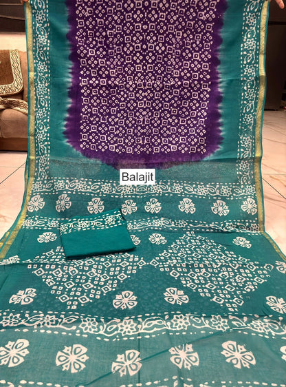 Wax Batik Balajit Cotton Sarees Manufacturer Gujarat