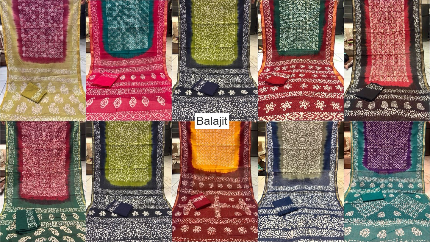 Wax Batik Balajit Cotton Sarees Manufacturer Gujarat
