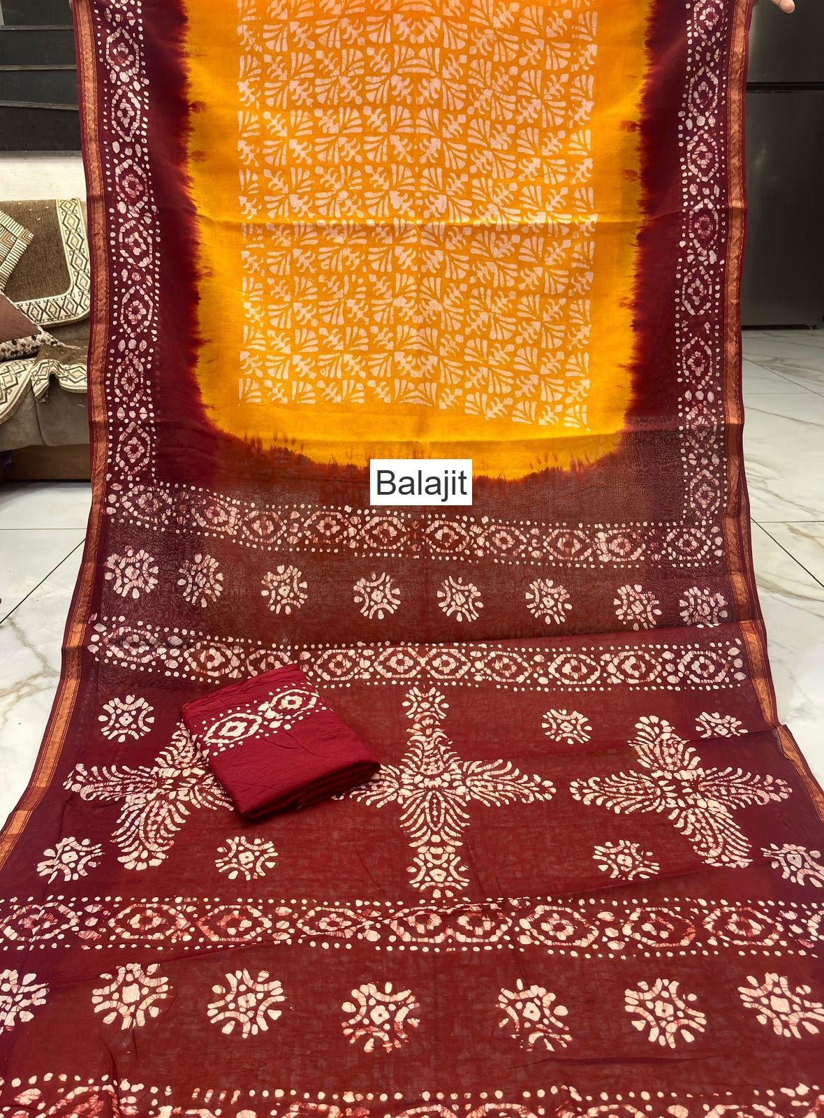 Wax Batik Balajit Cotton Sarees Manufacturer Gujarat