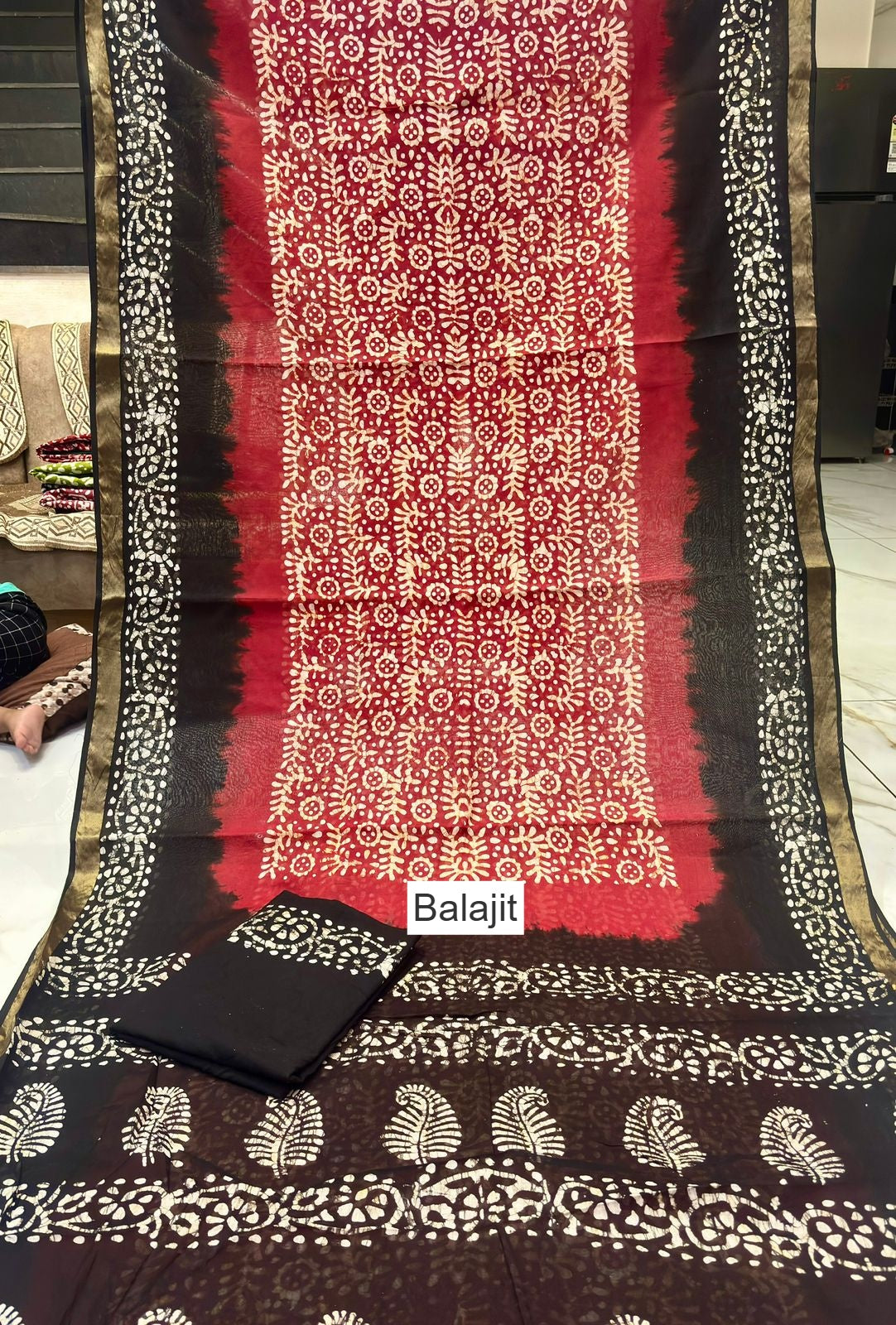 Wax Batik Balajit Cotton Sarees Manufacturer Gujarat