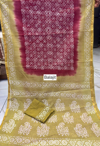 Wax Batik Balajit Cotton Sarees Manufacturer Gujarat