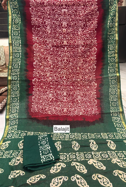 Wax Batik Balajit Cotton Sarees Manufacturer Gujarat
