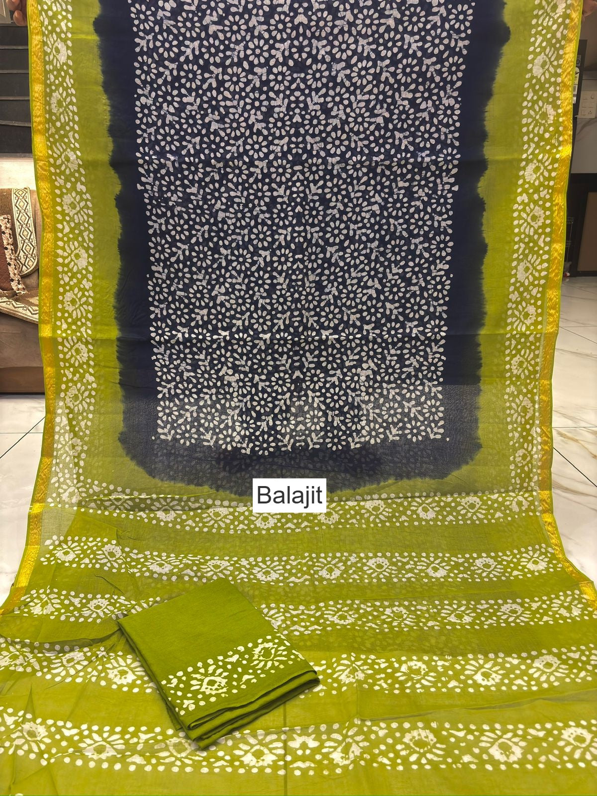 Wax Batik Balajit Cotton Sarees Manufacturer Gujarat