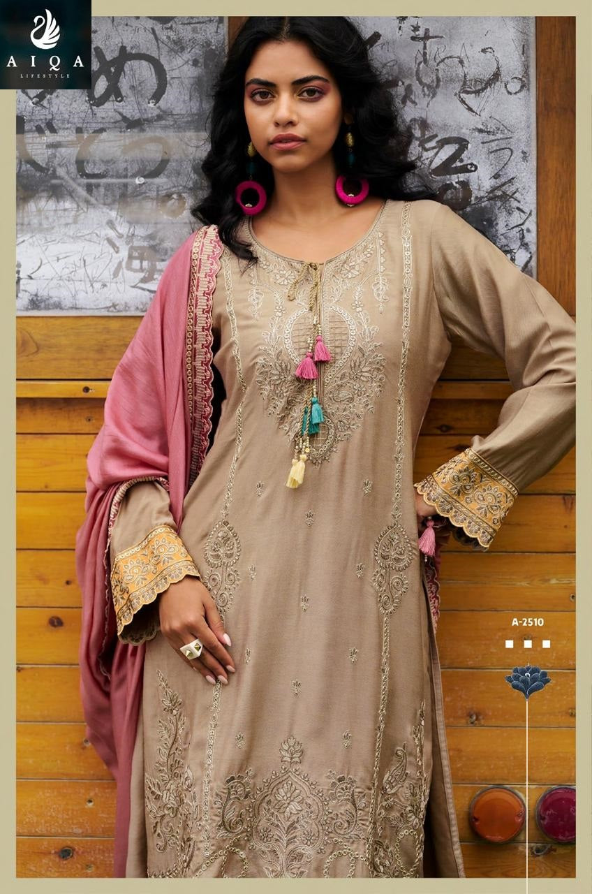 Weaves Aiqa Viscose Pashmina Suits Manufacturer Gujarat