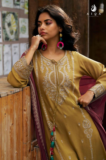 Weaves Aiqa Viscose Pashmina Suits Manufacturer Gujarat