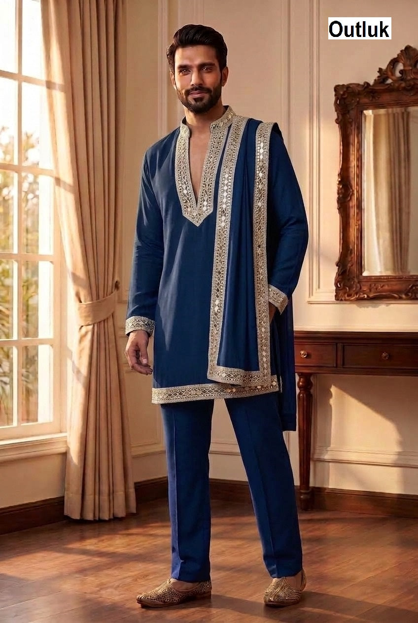 Wedding 52 Outluk Lachaka Mens Kurta Pajama Wholesale Price