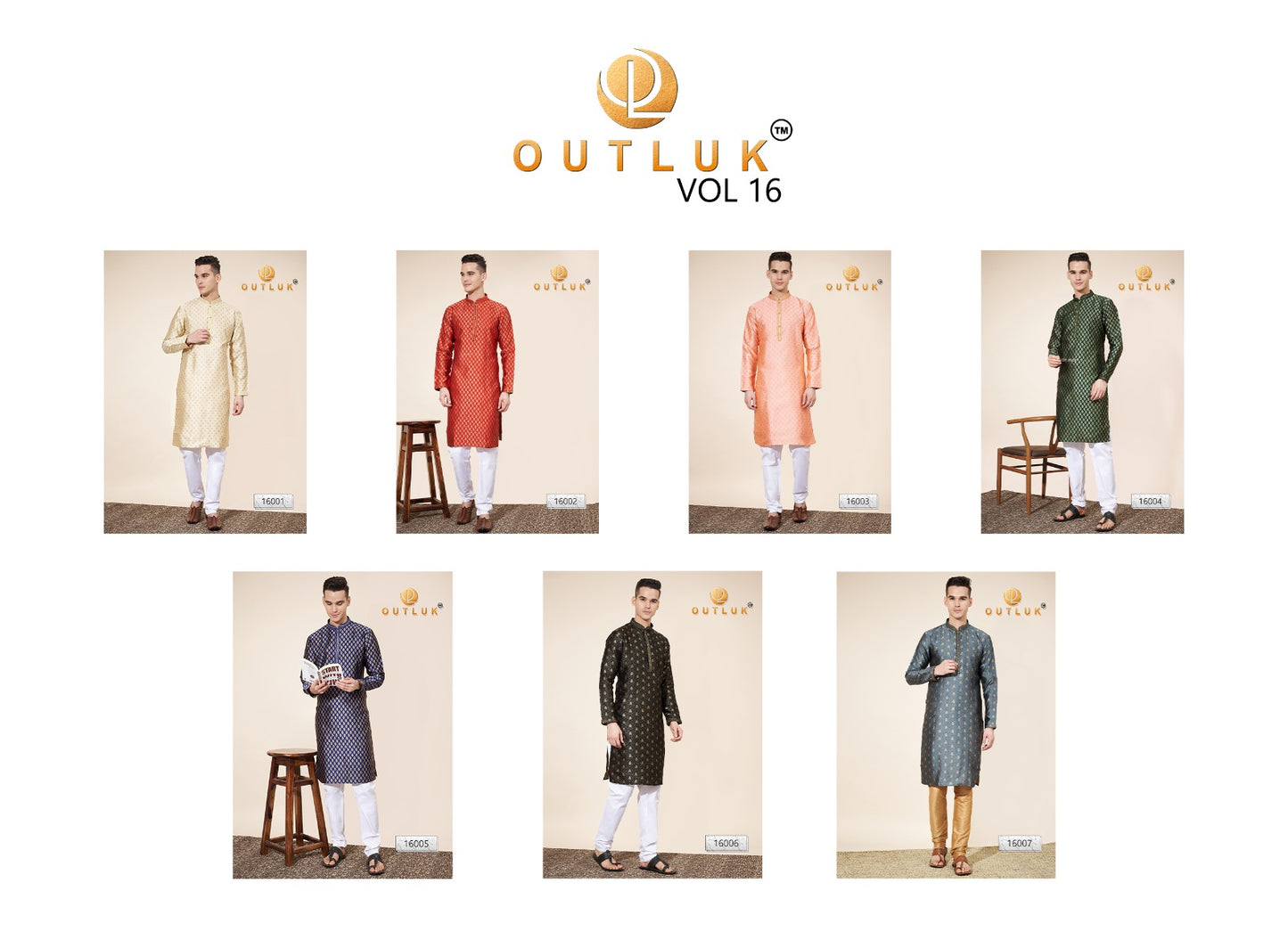 Wedding Collection Vol 16 Outluk Jacquard Mens Kurta Pajama Wholesaler Gujarat