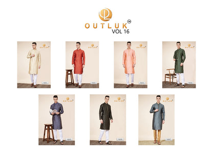 Wedding Collection Vol 16 Outluk Jacquard Mens Kurta Pajama Wholesaler Gujarat