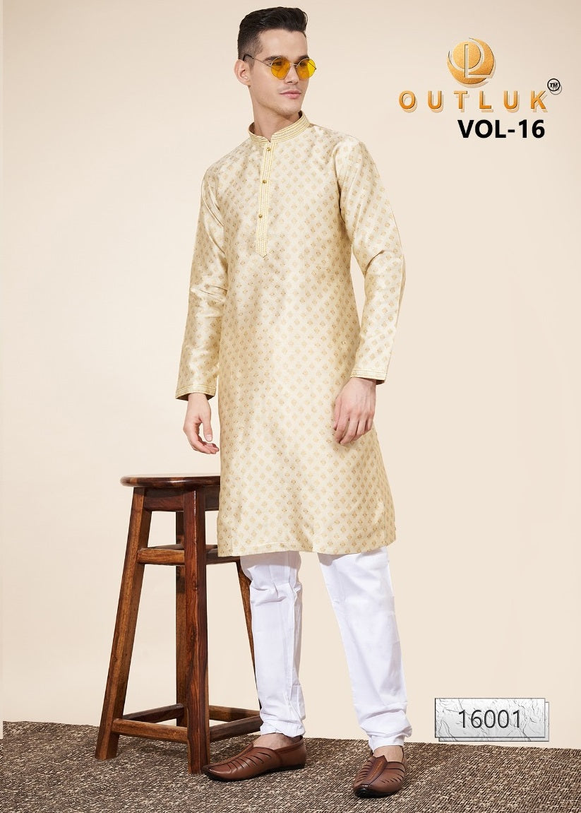 Wedding Collection Vol 16 Outluk Jacquard Mens Kurta Pajama Wholesaler Gujarat