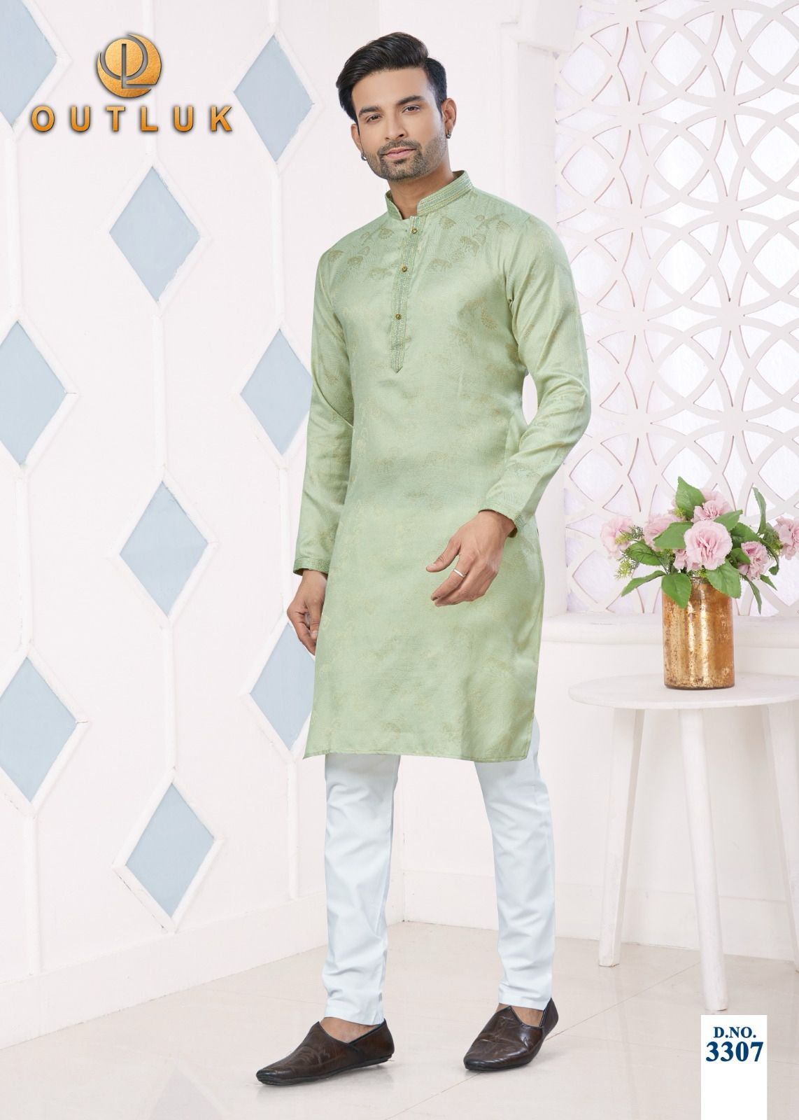 Wedding Collection Vol 33 Outluk Jacquard Mens Kurta Pajama Wholesale