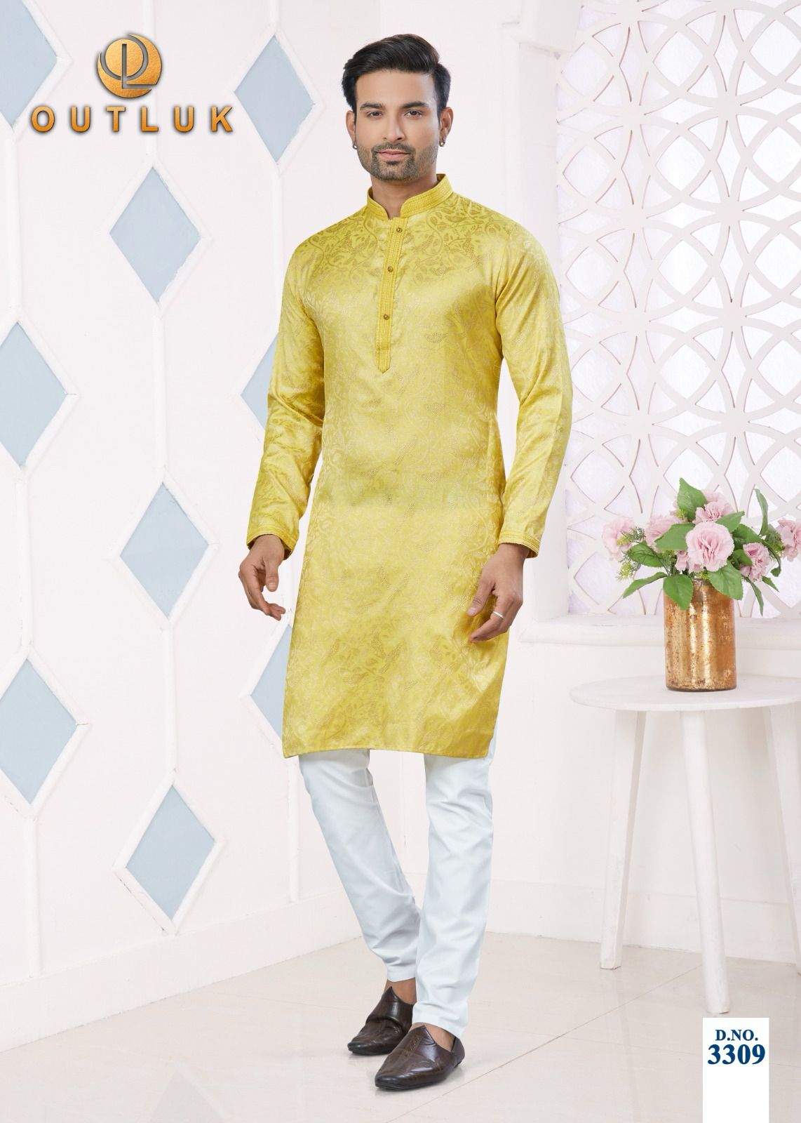 Wedding Collection Vol 33 Outluk Jacquard Mens Kurta Pajama Wholesale