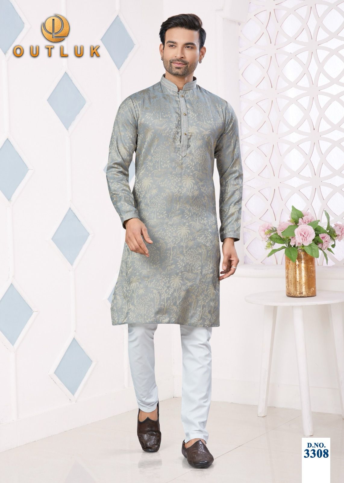 Wedding Collection Vol 33 Outluk Jacquard Mens Kurta Pajama Wholesale