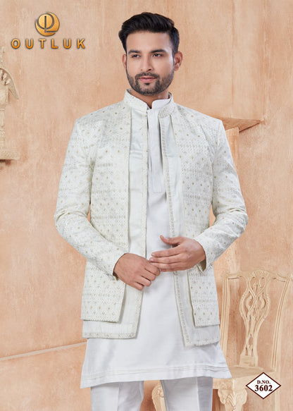 Wedding Collection Vol 36 With Jacket Outluk Pure Silk Mens Kurta Pajama Exporter
