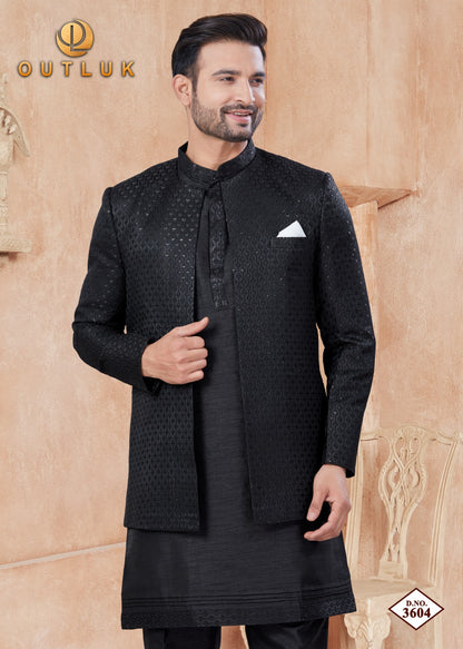 Wedding Collection Vol 36 With Jacket Outluk Pure Silk Mens Kurta Pajama Exporter