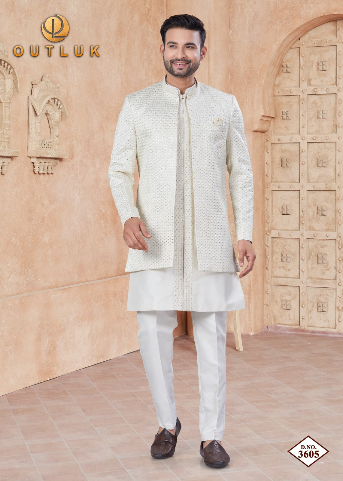Wedding Collection Vol 36 With Jacket Outluk Pure Silk Mens Kurta Pajama Exporter