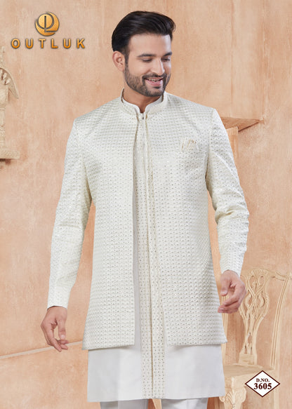 Wedding Collection Vol 36 With Jacket Outluk Pure Silk Mens Kurta Pajama Exporter