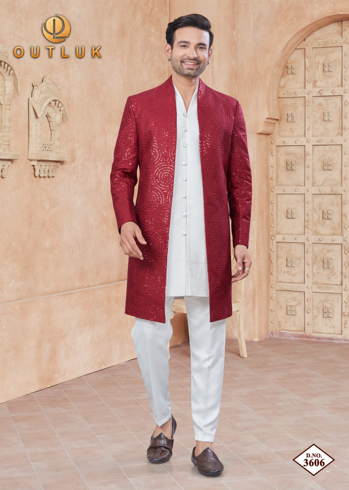 Wedding Collection Vol 36 With Jacket Outluk Pure Silk Mens Kurta Pajama Exporter